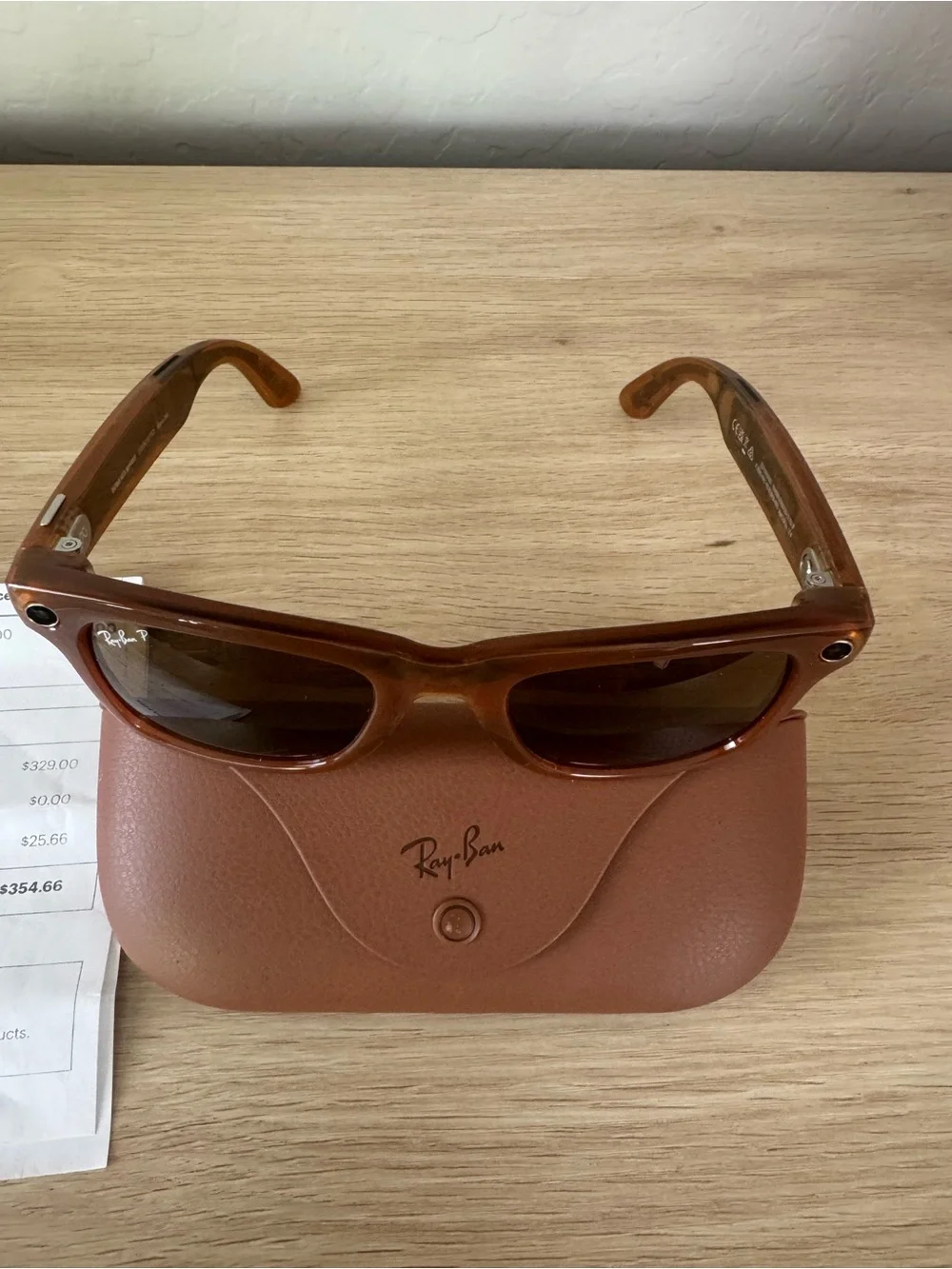 Ray-Ban Meta Wayfair Brown Frame Sunglasses with Brown Case new